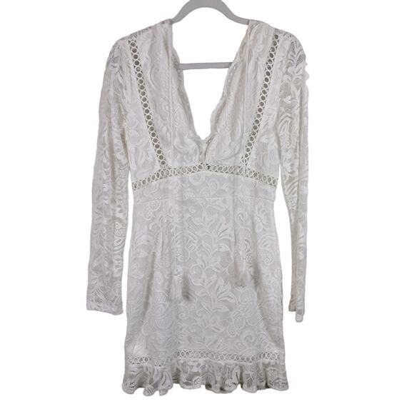 Hello Molly Time for You Mini Lace Crochet Dress Cottage Boho Bridal White Large - Picture 4 of 9